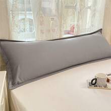 1 pieza Funda de almohada larga de unicolor, ultra suave, para pareja, funda interior de almohada extra larga doble, sin relleno, amigable con la piel, lavable y duradera, muy adecuada para dormitorio, dormitorio de estudiantes, hotel, uso familiar, lavable a máquina, poliéster transpirable, cómoda en todas las estaciones, múltiples opciones de tamaño, decoración de almohada, decoración de habitación - Gris - Ver 8
