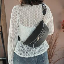 Fashionable Minimalist Soft Leather Crossbody Shoulder Bag - Black - View 6