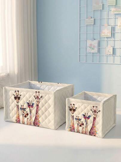 Printed Desktop Storage Basket, Desktop Organizer Basket, Makeup Brush & Skincare Storage Basket, Desktop Decor, Cosmetic Storage Box, Portable Picnic Basket, Gift