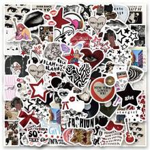 100pcs Retro Y2K Black & Red Graffiti Cartoon Stickers, Decorative Guitar Stickers - Multicolor - View 7