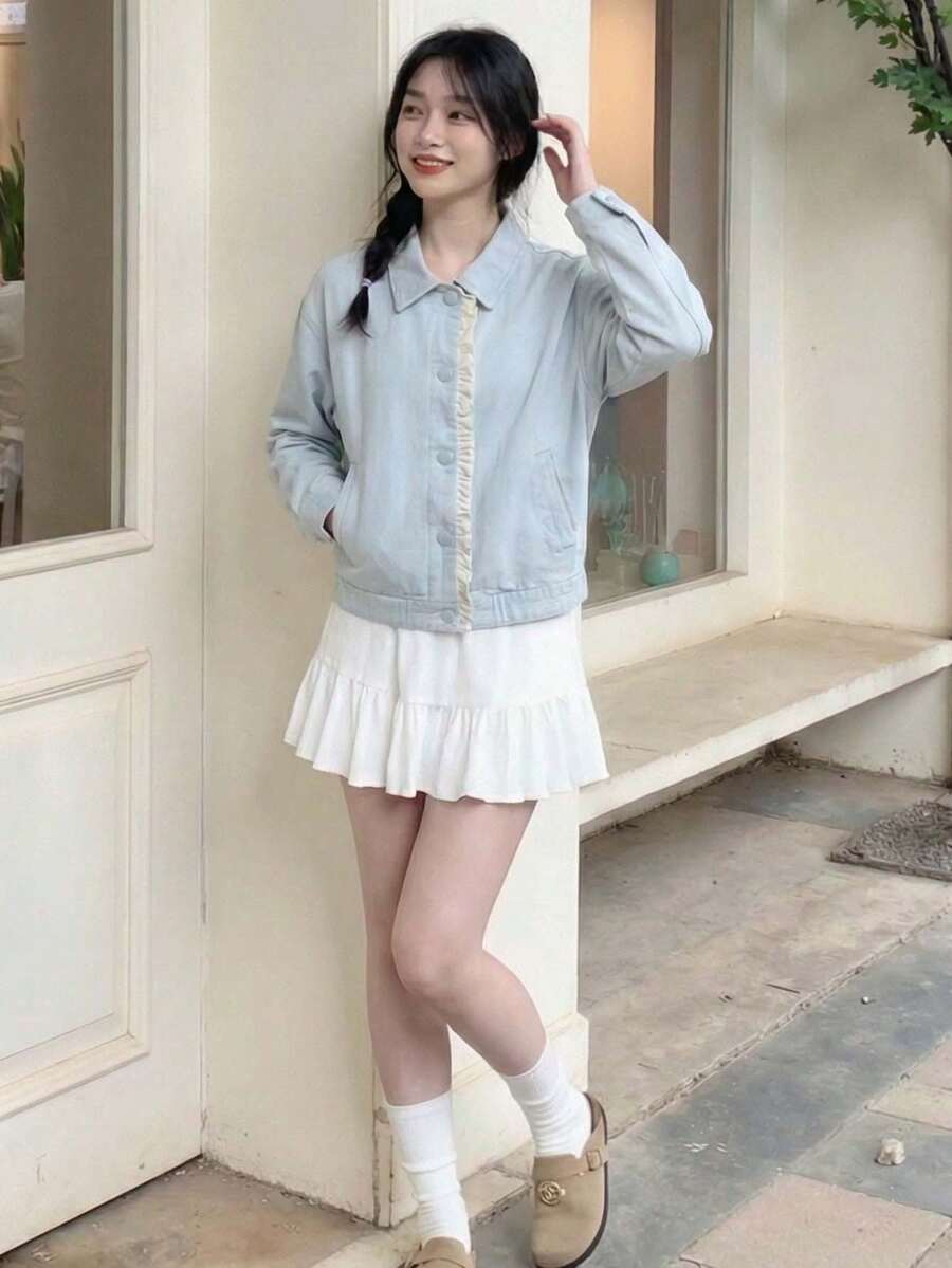 2026春季新款蕾丝拼接高端棒球夹克，时尚百搭休闲女式常规外套