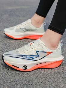 L.S.W.P 男士透气公路跑鞋 - 减震耐磨鞋底,EVA 缓冲,轻质低帮运动鞋,条纹设计,适合健身、慢跑和日常穿着,时尚运动风格,配有 EVA 软鞋垫 - 白色 - 查看 9
