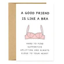 1PC Funny Bra Pun Best Friend Card (With Envelope) - "A Good Friend Is Like A Bra" Witty Message, Perfect For Besties/Friends, Playful Friendship Greeting Card - Multicolor - View 10