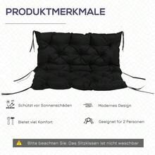 3-Seater Bench Cushion 100 X 98 X 8 Cm, Bench Cushion With Ties, Seat Cushion, Outdoor/Indoor Chair Cushion, Seat Pad, Bench Cushion For Garden Furniture, Garden Bench, Swing, Black - 黑色 - 查看 5