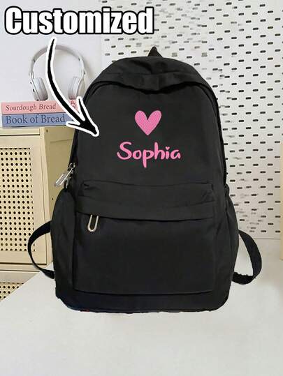 Personalised Pink Heart Backpack, Cute Back To School Girl Personalised Gifts For Back To School,Large Capacity Backpack,Customized Name Backpack, Large Capacity Laptop Backpack,Back To School Classical Casual Day Pack College Backpack Lightweight School Book Bag For Girls Boys,Girls Backpack Book Bag For Middle School Teens Backpack,Anti Theft Laptop Backpack Travel Day Pack School Bags Gifts