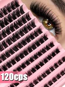 120-Piece Slim Individual Lash Clusters For A Natural Look, Eye Lash Curl D-Shaped Curl, Volumizing, DIY Lash Extensions For Salon-Grade Volume And Length - Easy To Apply, Reusable And Comfortable Lash Clusters, Lashes>Cluster Lashes - Black - View 3