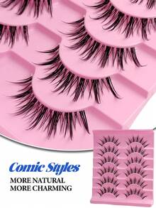 Rikuaild 6 Pairs Cartoon Style Transparent False Eyelashes, Natural Criss-Cross Delicate Design, Suitable For Daily, Party, Valentine's Day Makeup, False Eyelashes - Spiky Manga Lashes - View 2
