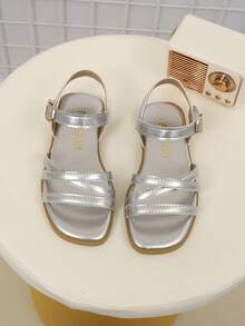 2026 New Fashion Casual One-Piece Children's Sandals, Unisex Design, Suitable For Summer Wear. Stylish, Elegant, Minimalist, High-Quality Kids Shoes. - Silver - View 3