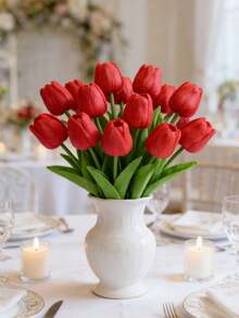 5 Pcs High-Quality Artificial Tulips - Lifelike Bouquets, Artificial Tulip Bouquets, Tulip Floral Decorations, Multi-Colored Pu Material, Suitable For Outdoor Garden Decoration, Vase Decoration, Artificial Plants, Room Decoration, Home Floral Decoration, Wedding Party Decoration, Realistic Artificial Flowers, Suitable For Home Decoration, Easter, Mother's Day, Valentine's Day, Weddings. - Multicolor - View 5