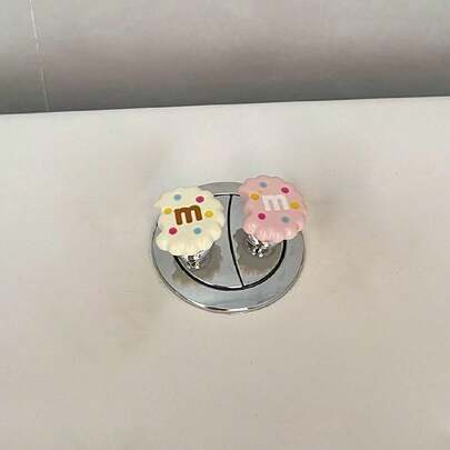 2pcs Unique Toilet Flush Button Designs, Suitable For Nail Salons And Bathrooms, New Bucket-Shaped Buttons For Nail Salons And Bathroom Water Tank Switch Plates, Decorative Cute Cartoon