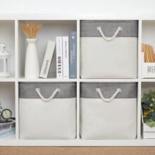 Fabric White Baskets For Shelves Set Of 3 Cube Storage Large Organizer Bins 13x13 Closet Storage Bins For Home Office Nursery Collapsible Storage Bins For Organization - 灰白 - 查看 3