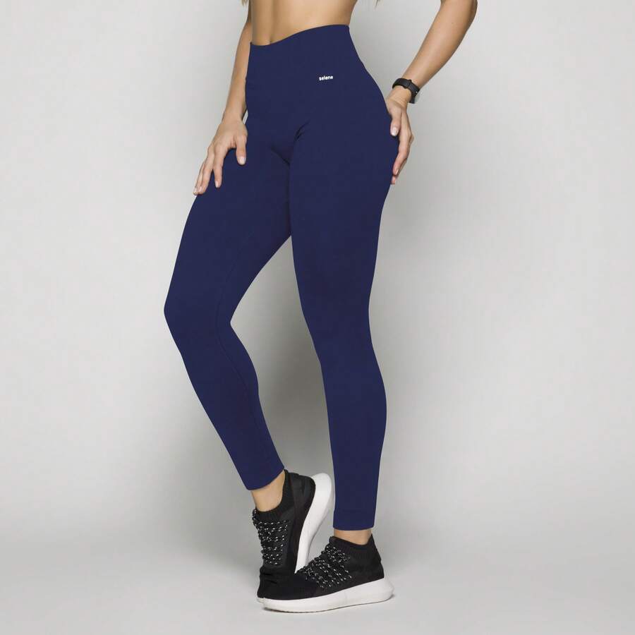 SELENE Women's Thick Leggings Without Transparency Basic Fitness Selene Seamless Gym Leg 20985 - Navy Blue - View 1