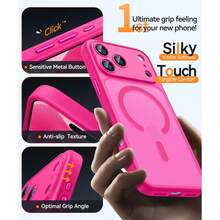 Magnetic For IPhone 17 Pro Max Case(6.9"), Upgraded [Full Camera Protection] [Compatible With Magsafe] [Translucent Matte] Shockproof Protective Phone Case, Orange - Hot Pink - View 6