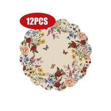 1 件/套，花卉蝴蝶春季亚麻餐垫，38 厘米圆形，季节性厨房和餐桌装饰，春季家居装饰，春季和婚礼家居装饰 - 彩色 - 查看 7