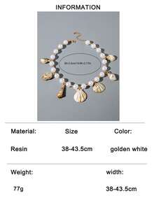 imoli 1pc Bohemian Style Resin Beaded Seashell Pendant Necklace, Jewelry Gift Suitable For Beach Vacation - 29132-g - View 10