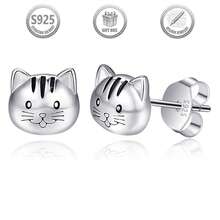 1 Pair Cute Retro Sweet 925 Silver Cat Stud Earrings, Suitable For Daily, Party, Holiday, Date, Gift - Silver - View 11