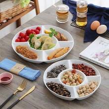 1pc 5-Compartment Flower Shaped Candy Dish, Dried Fruit Snack Tray, Round Nut Serving Plate - Multicolor - View 2