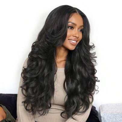 26 Inch V Part Wig Long Chic Cuts Curly Wig For Women ,V/U Part Yaki Texture Synthetic Hair Wig For Daily Used