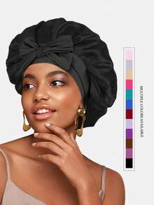 1pc Women's Elastic Ribbon Satin Brimless Cap, Faux Silk Sleep Cap/Makeup Cap, Suitable For Daily Use - Leopard Print - View 9