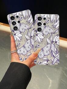 1pc Butterfly & Flower Pattern, Airbag Transparent Anti-Drop Phone Protective Case, TPU Material, Suitable As Holiday Gift For Both Men And Women, Compatible With Samsung Phones - Multicolor - View 7