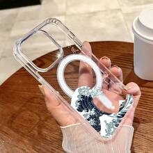 High Penetrating Waves For Magsafe Magnetic Wireless Charging Phone Case For  Edge 60 Stylus MOTO Edge50 Edge 50 Pro Edge 50 Ultra Edge 60 Edge 60 Pro Edge 60 Ultra Edge 60 FUSION G45 G34 5G G85 5G Edge 50 FUSION Anti-Drop High Penetration Back Plate Hard Acrylic Edge TPU Soft Cover - 無色 - 查看 2
