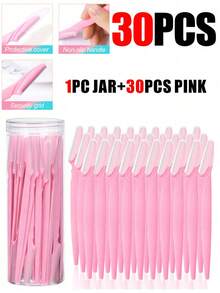 30pcs/Bottle Eyebrow Razor Set, Includes Storage Box, Facial Trimming Blades & Shaver, Suitable For Facial & Body Hair Removal, Essential Hair Salon, Beauty & Travel Accessory - Multicolor - View 11