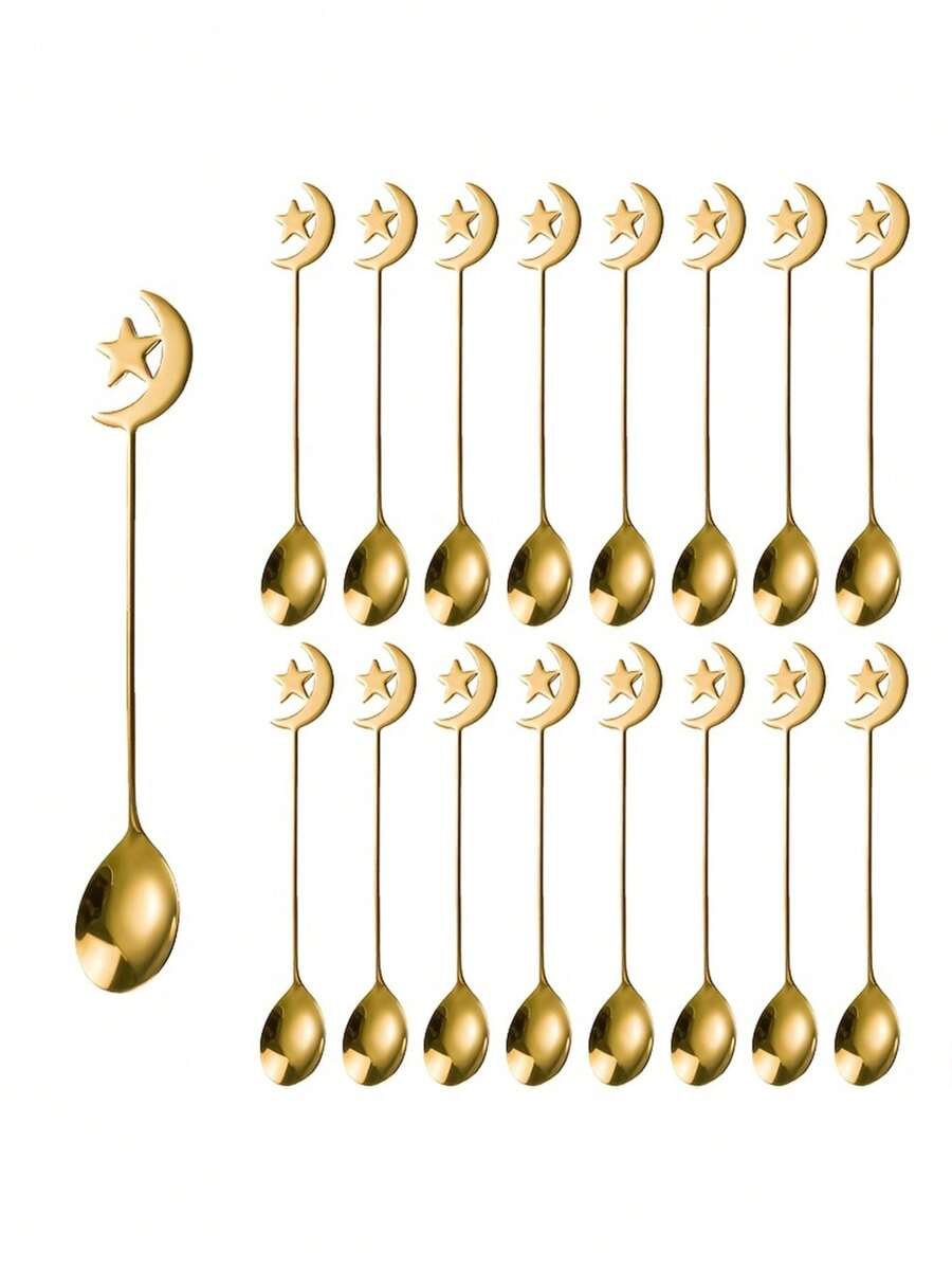 Star Moon Spoon, High Value Fruit Dessert Spoon, Creative Star Moon Coffee Spoon Stirring Spoon, Ramadan Festival Gift Spoon - Multicolor - View 1