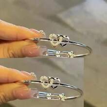 1pc, Double Heart Love Bracelet - Adjustable Sweet Niche Design - Perfect Birthday, Holiday, Girlfriend, And Party Favor Gift - Multicolor - View 1