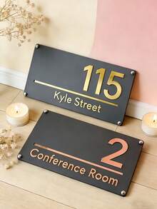 Personalized Laser Engraved Acrylic House Number Plaque - Customizable With Your Name And Address, Minimalist Design, Suitable For Indoor And Outdoor Use. Made Of Acrylic With High-Quality Engraving, Perfect For Yards, Villas, Streets Or Communities. Outdoor Signage | Modern House Number Plate | Acrylic Identification, House Number, Outdoor Home Signage - Multicolor - View 10