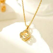 1件装幸运叶镂空立方氧化锆吊坠项链（女士款） - 項鍊 - 查看 2