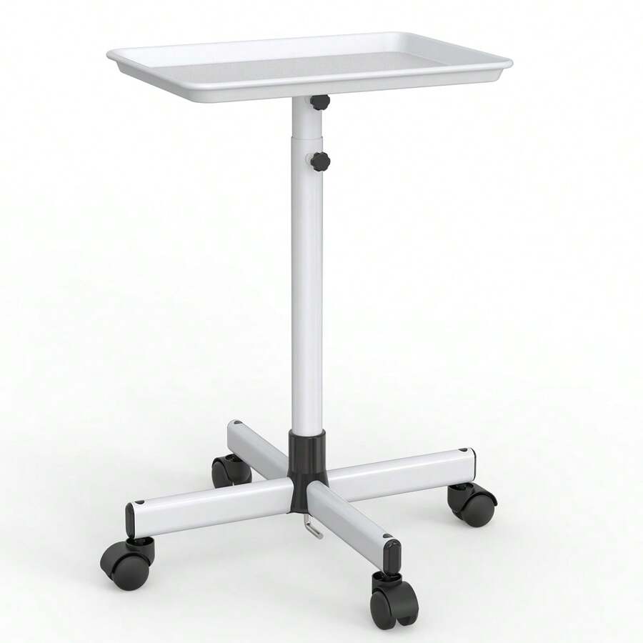 Aluminum Salon Tray On Wheels For Salon Essentials, Adjustable Height Provides Ample Storage For Hairstylist Tray, Tattoo Tray And Clinic Tray Use