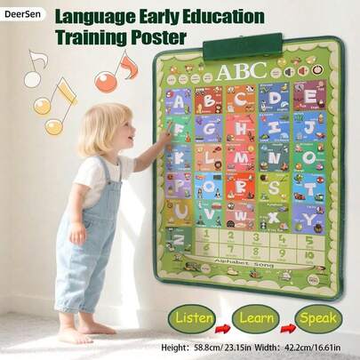 Toddler Learning Toys Electronic Alphabet Poster, Alphabet ABC Wall Chart For Toddlers, Learning Toys With Music, Various Patterns For 3-6Y Girls And Boys, Green