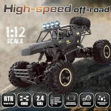 2025 RC 37cm 1:12 4WD Large Remote Control Cars Rock Crawler Monster Truck With 2 Battery ,Kids Toys Gifts - Black - View 1