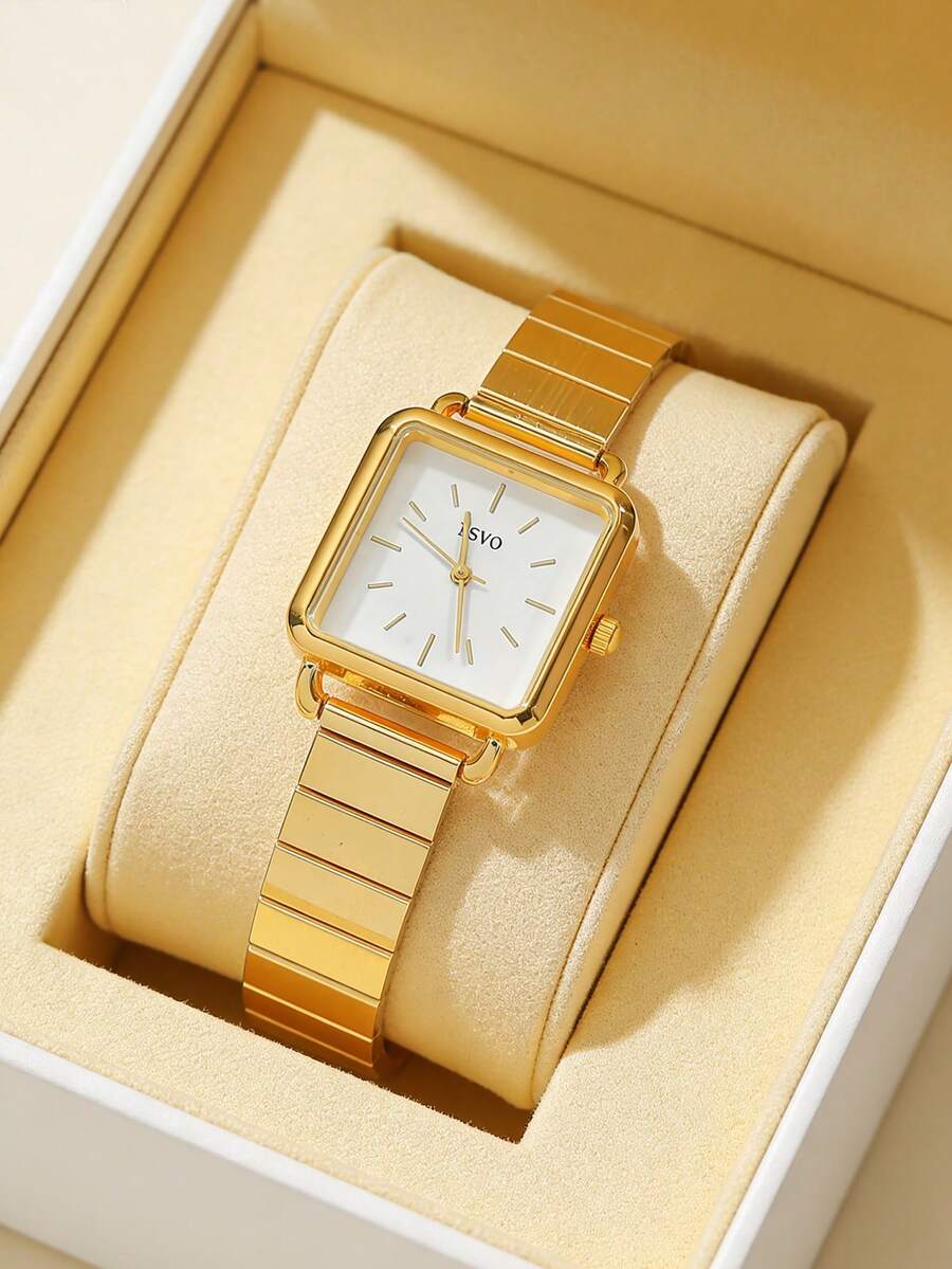 1 件/套简约石英表，配钢表带，优雅的学生风格，适合生日、万圣节、感恩节、年终促销 - 白色 - 查看 1