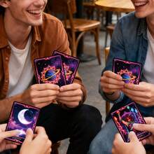 50pcs Classic Neon Tarot Cards, Fortune Telling & Insight High-End Paper Card Game, Party Interactive Card Game - Black - View 6