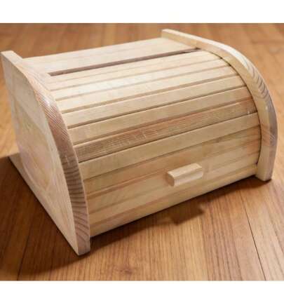 Cutie de pâine din lemn, pachet de 1 - 2 opțiuni de dimensiuni, design cu capac tip rulou, construcție din lemn natural, ideală pentru păstrarea pâinii, produselor de patiserie și a produselor de patiserie proaspete și organizate pe blaturile de bucătărie