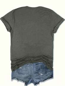 Ladies' Casual Summer T-Shirt| Women'S  Graphic Print 'If I Shenan Once, I'll Shenanigan', Round Neck, Comfortable Fit For Everyday Wear And Sports - 灰色 - 查看 2