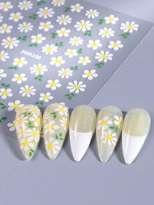 3pcs/Set Spring Daisy Flower Nail Stickers, 3D White, Blue, Pink Daisy Pattern, Spring Easter DIY Nail Art Decals, Women Nail Accessories Nails - Multicolor - View 5