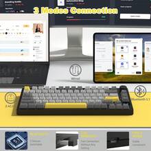 ATTACK SHARK Ajazz Wireless Mechanical Gaming Keyboard Hot Swappable TFT Display & Knob RGB Backlit BT 5.1/2.4Ghz /Type-C Wired Gasket-Mounted Custom Keyboard For PC/Win - Multicolor - View 6