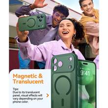 Magnetic For IPhone 17 Pro Max Case(6.9"), Upgraded [Full Camera Protection] [Compatible With Magsafe] [Translucent Matte] Shockproof Protective Phone Case, Orange - Deep Green - View 6