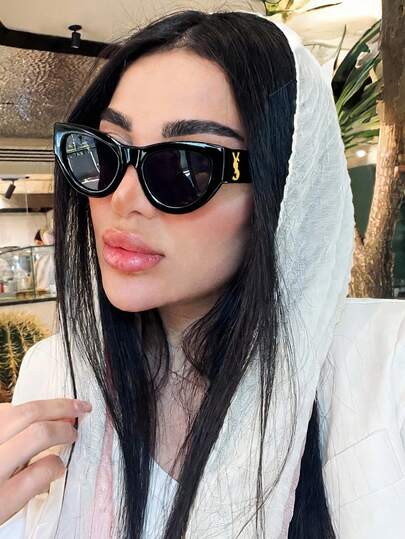 1 Pair Women's Oval Cat Eye Small Frame Fashion Fashion Glasses, Suitable For All Seasons, Ideal For Vacation, Travel, Beach, Outdoor Street Photography, Concave Design, Matching Ins-Style Outfits, Perfect Eyewear Accessory