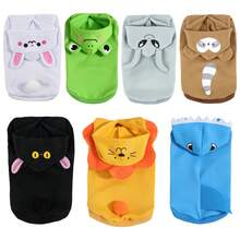 1件时尚可爱3D动物卡通连帽毛衣，图案包括兔子、鲨鱼、狮子、青蛙、外星人、蝙蝠、浣熊，适合小型和中型犬穿着，保暖宠物服装 - 彩色 - 查看 7