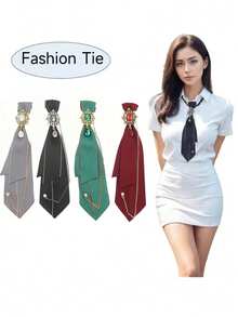 1pc Unisex Fashion Personality Casual Necktie, Bow Tie, Suit, Formal Tie. Chain Connected, Stylish Pendant, Suitable For Formal Occasions, School Uniform, Formal Wear Matching, Daily Use - Tie 5 - View 11