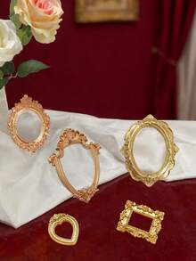 5 khung ảnh mini mạ vàng - Kiểu dáng cổ điển hình bầu dục và chữ nhật phong cách Baroque, thích hợp để trưng bày trang sức, trang trí ảnh và làm quà tặng trong các bữa tiệc. - Một cỡ - Xem 3