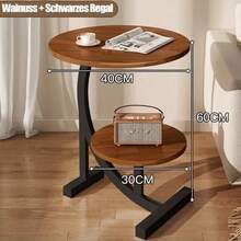 Side Table C Shaped For Sofa Coffee End Tables For Living Room Bedside Tables - Walnut - View 4
