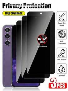 XINHONGYU Bộ 3 miếng dán màn hình cường lực chống nhìn trộm cho dòng Galaxy S, hỗ trợ mở khóa vân tay 0.2 giây, phù hợp với Galaxy S25 Ultra/S25+/S25/S24 Ultra/24 Plus/24/23/22/21, góc nhìn 25°, phủ toàn màn hình, chống bám vân tay, chống rơi vỡ, chống trầy xước, không bọt khí, thích hợp làm quà tặng sinh nhật, cho gia đình, bạn bè. Phụ kiện dán màn hình điện thoại - màu đen - Xem 13