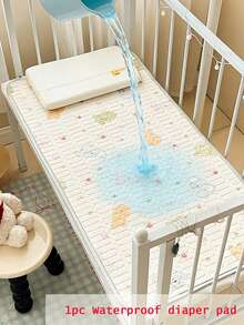 1 件卡通兔子、熊、恐龙印花柔软防水床垫、婴儿床/床单、育儿室、卧室、老年人、月经期、宠物、日托、返校 - 彩色 - 查看 7