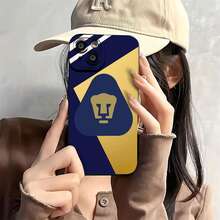 Logotipo de los Pumas UNAM con fondo dorado y azul. Esta elegante funda es compatible con Samsung, Apple, OPPO, , etc. Fabricada en TPU flexible, resistente a golpes y arañazos, ofrece una excelente protección contra caídas y un agarre cómodo. Es un regalo ideal para familiares, amigos y seres queridos, y una opción perfecta para festivales. - Negro - Ver 3