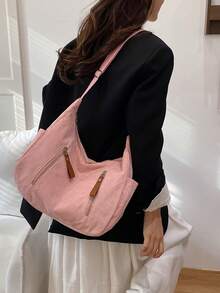 Large-Capacity Retro Casual Style Fashionable And Versatile Simple Bag, 2026 New Model Women's Crossbody Bag - Pink - View 7