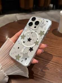 1件装时尚格子、星星、字母、蝴蝶结磁吸手机壳，兼容苹果XS/XS Max/XR/11/12/13/14/14 Plus/15/15 Plus/16/16 Plus/7/8 Plus/17/17 Pro及其他型号 - 彩色 - 查看 3